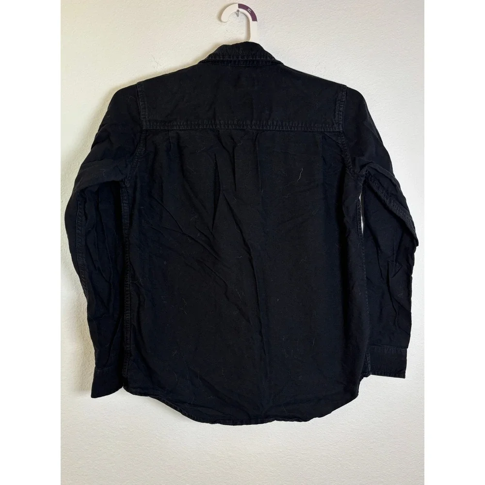 Childrens Place Boys Black Long Sleeve Button Down Shirt Size 14 XL School